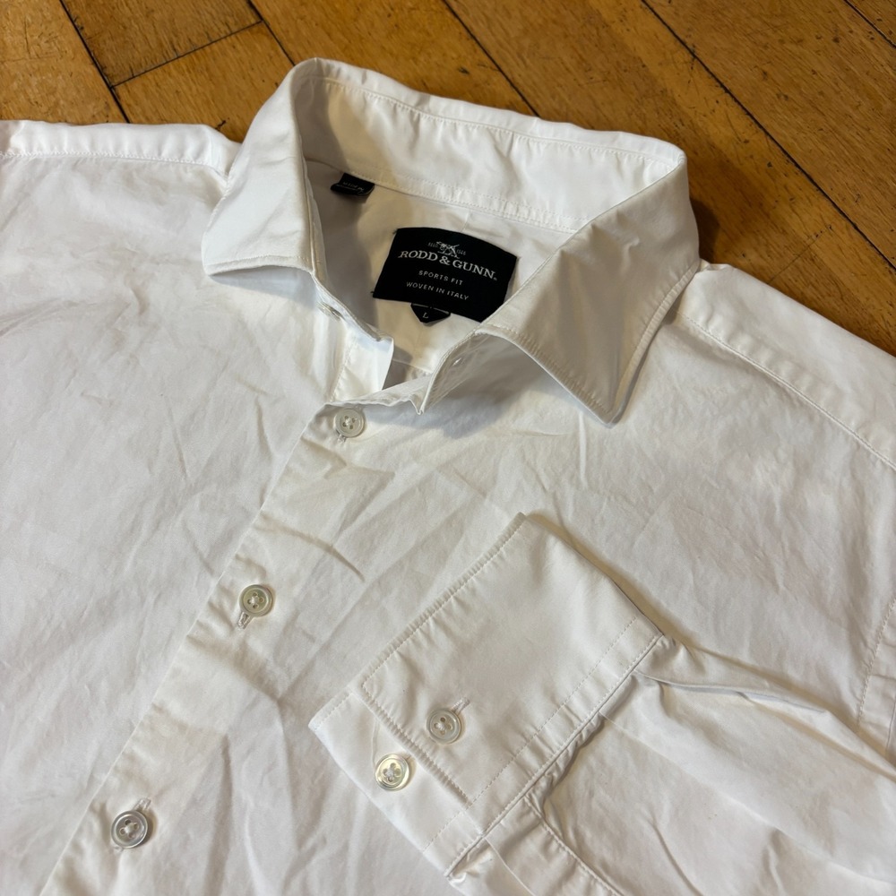 Rodd & Gunn Thomas Mason Dress Shirt Men's L White Cotton Sports Fit
